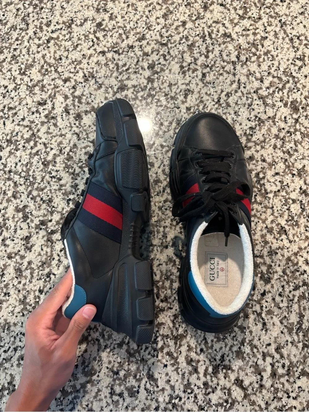 Gucci Black Leather Nathan Sneakers | Black | Size 8